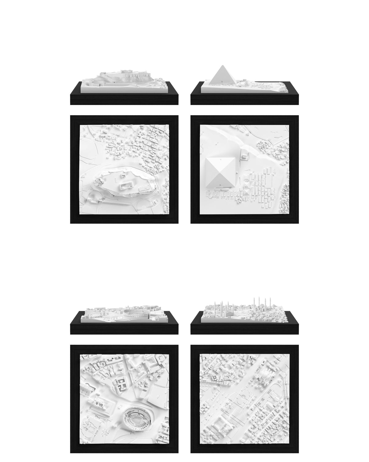 Antique Set: Athens, Cairo / Gizeh, Rome - Colosseum, Istanbul CUBE 3D city models - CITYFRAMES