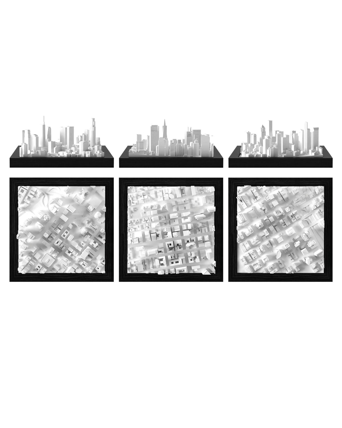 US West Coast Trio: Los Angeles - City, San Francisco - Transamerica Pyramid, Seattle - Downtown CUBE 3D city models - CITYFRAMES