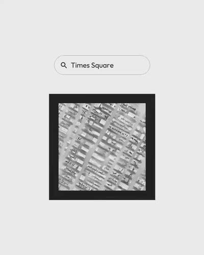 Custom Location CUBE: the window of an empty CUBE flies over New York, London and Paris while a search field types each place - CITYFRAMES